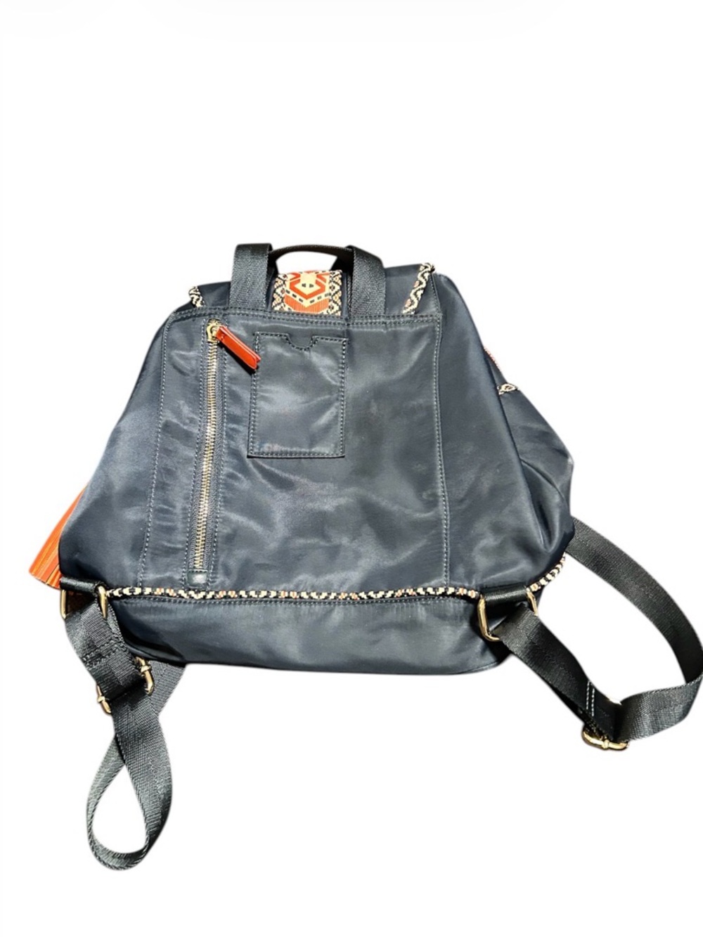 Spartina 449 Armada Tassel Backpack Daufuskie Island Navy Orange Embroidered Bag - Picture 4 of 8